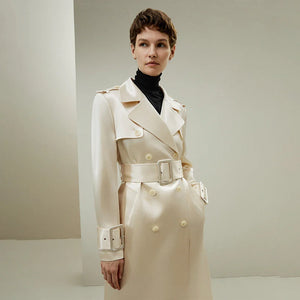 Silk -Wool Blend Belted Coat